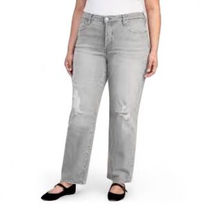 Old Navy Jeans Sz 18P High-Waisted OG Loose Button-Fly Classic Gray Distressed